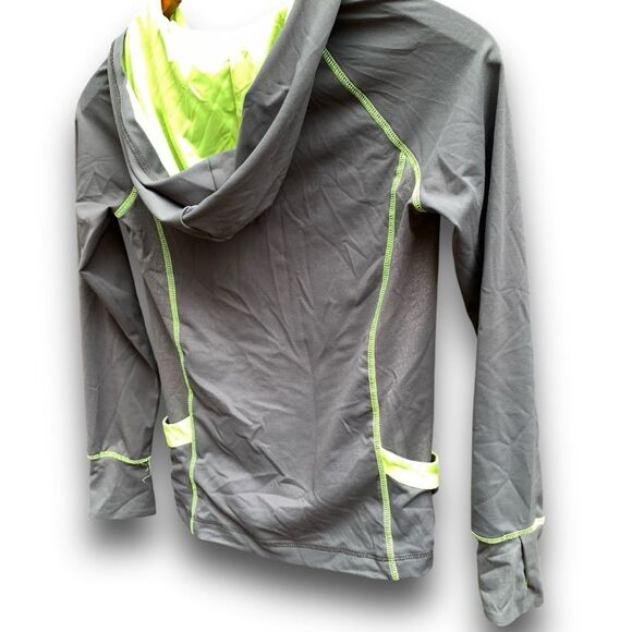 Justice Athletic Jacket Full Zip Grey Neon Green Lightweight Girl’s size 10 - Picture 6 of 10